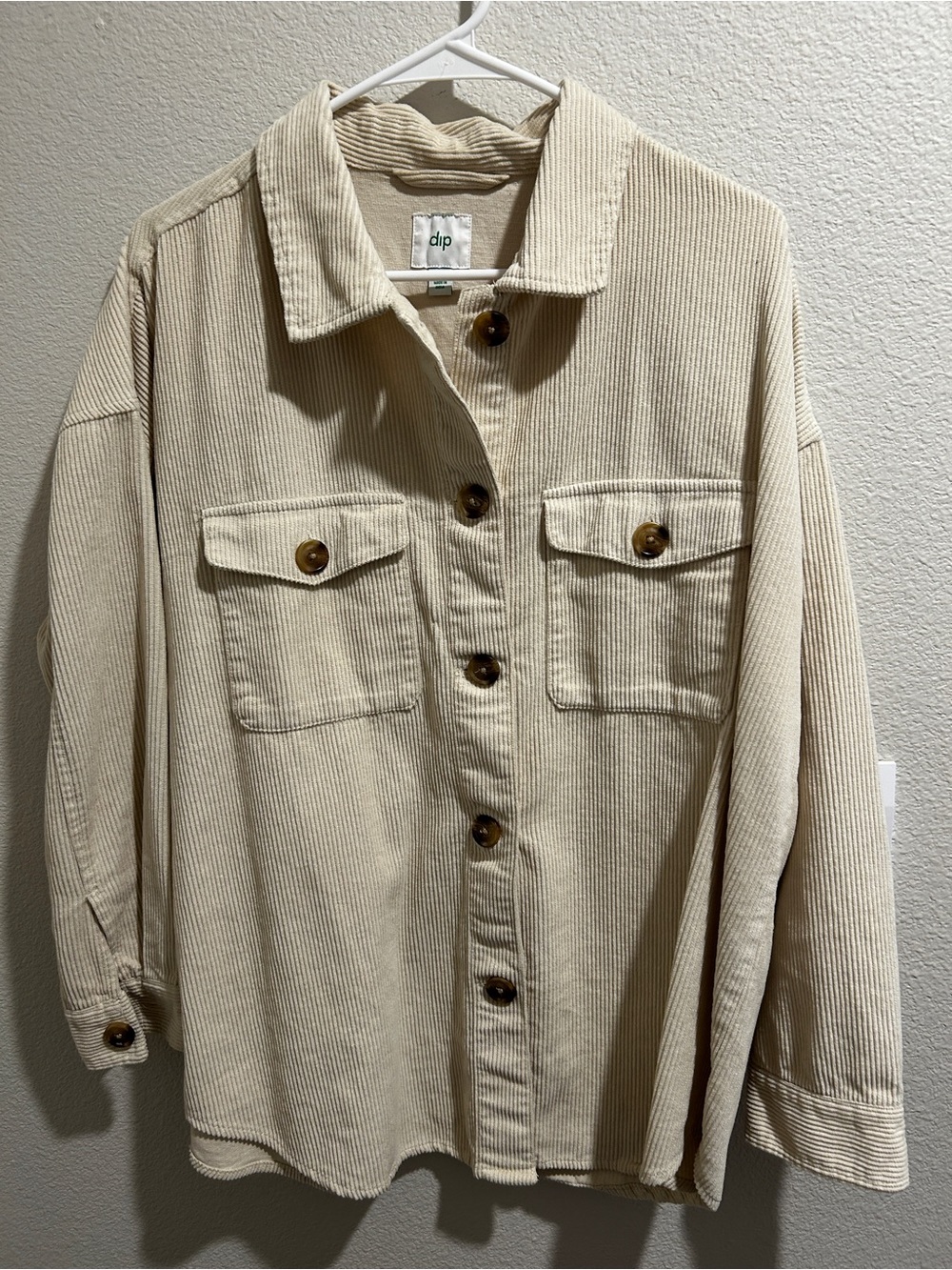 dip Neutral Cream Corduroy Button-Up Shirt Jacket